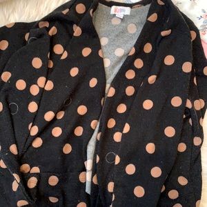 Lularoe Sarah black and brown polka dot large
